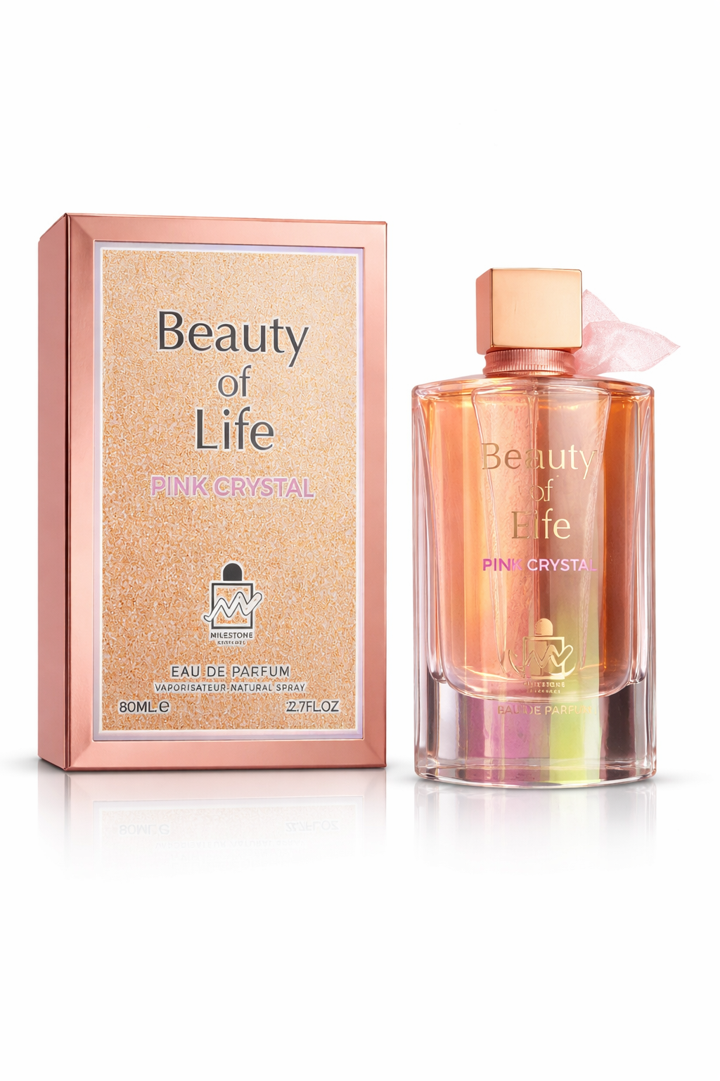Beauty of Life Pink Crystal Eau de Parfum – Elegant Floral Fragrance for Women (80ml)